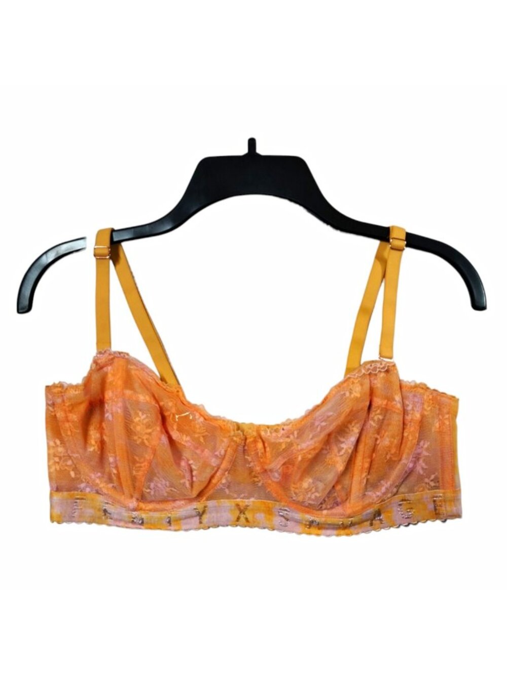 Savage X Fenty 36C Orange Lace Underwire Strapless Bra Removable Straps